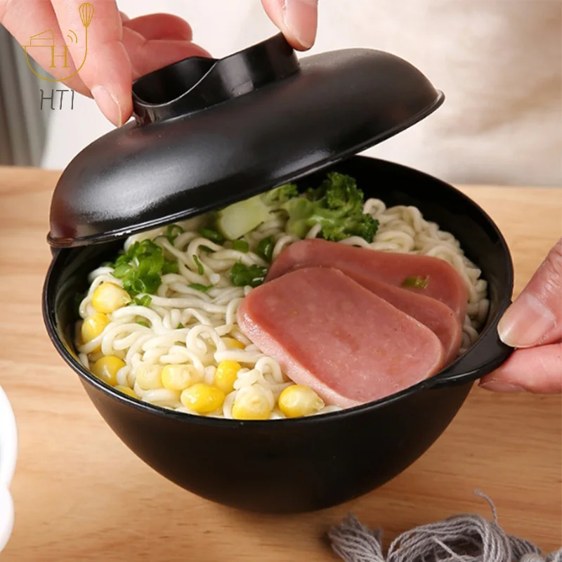 Cuenco de Ramen para microondas, recipiente de comida para Fideos en ebullición, tapa con cuenco, tazón de sopa de cocina, fideos instantáneos Ramen Miso, 250ml