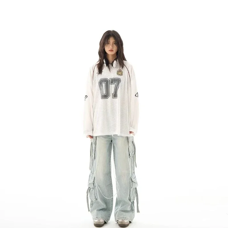 Streetwear Retro Abiti a maniche lunghe Lettera stampata Maglia scozzese Felpe larghe Uomo Donna Hip Hop Punk Street Coppia Top