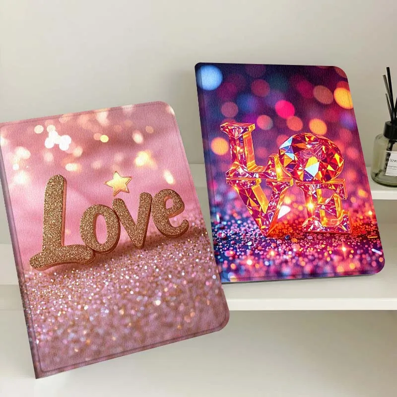 

Роскошный чехол-книжка с блестящим сердечком для Apple iPad Pro Air 13 2 7-го 6-го поколения 2025 M2 M3 M4 M5 12.9 13 дюймов