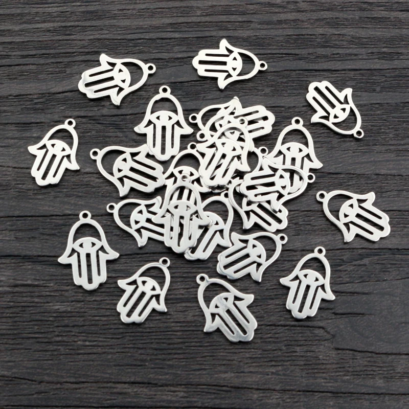 30pcs 14x11mm No Fade Charms 316 Stainless Steel Hand Charms Craft pendant Jewelry Making Accessories DIY for necklace bracelet