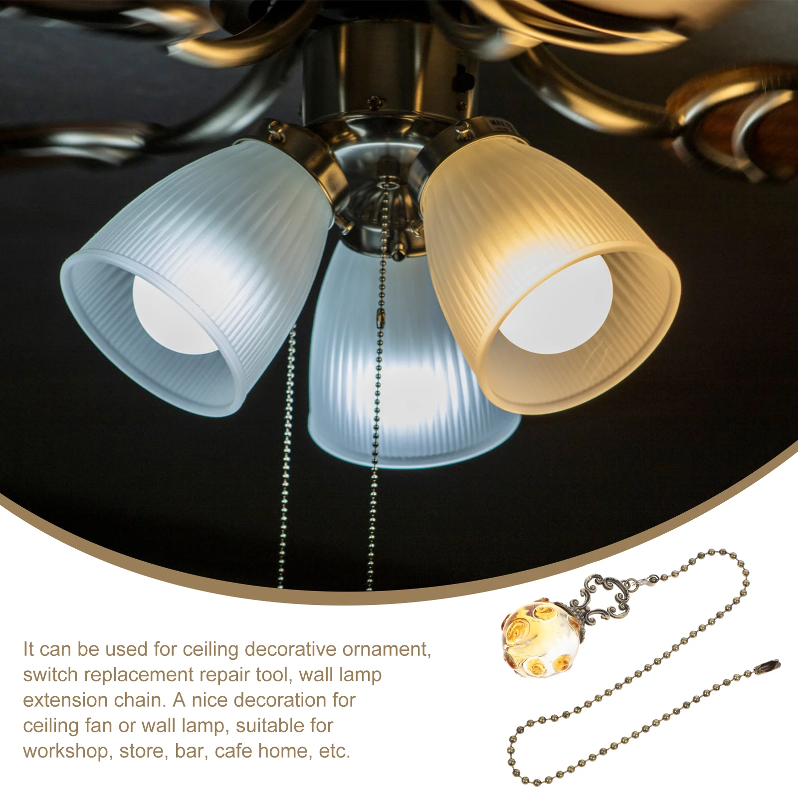 

2pcs Crystal Fan Ceiling Fan Ornament Amber Transparent -Proof Durable Replacement For Ceiling Light Extender Hanging