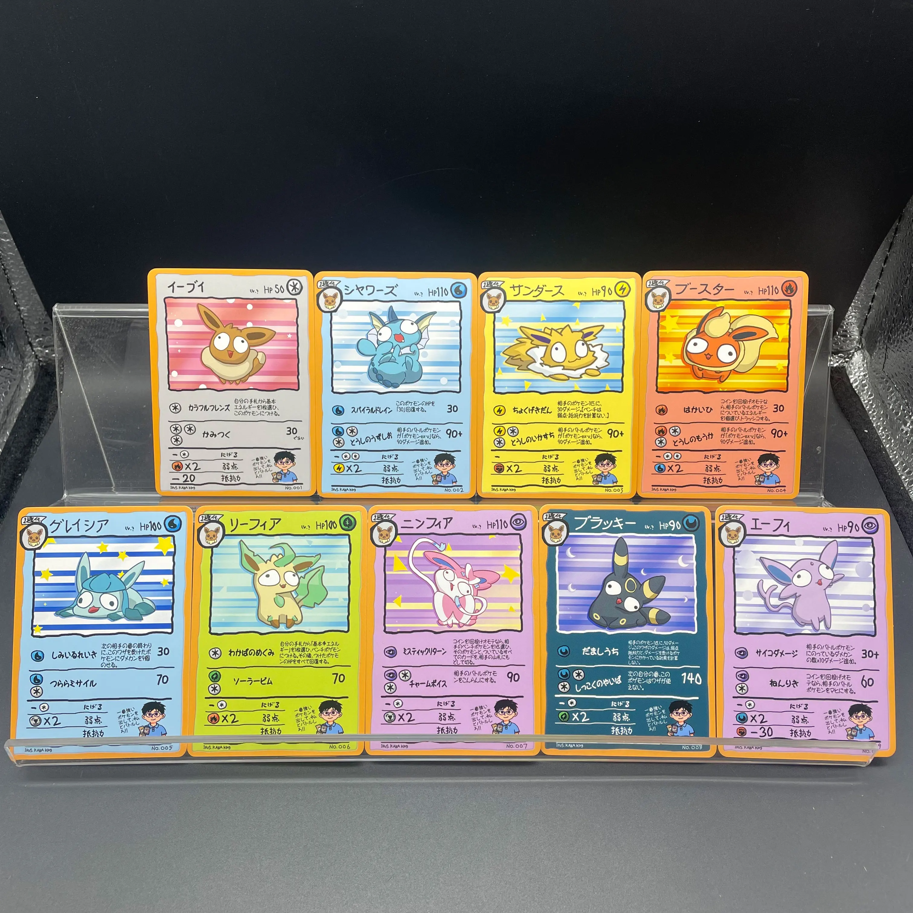 DIY Anime PTCG Self-made Ugly-cute style Eeveelution PTCG Cards Eevee Vaporeon Jolteon Flareon Glaceon Umbreon Birthday Gift