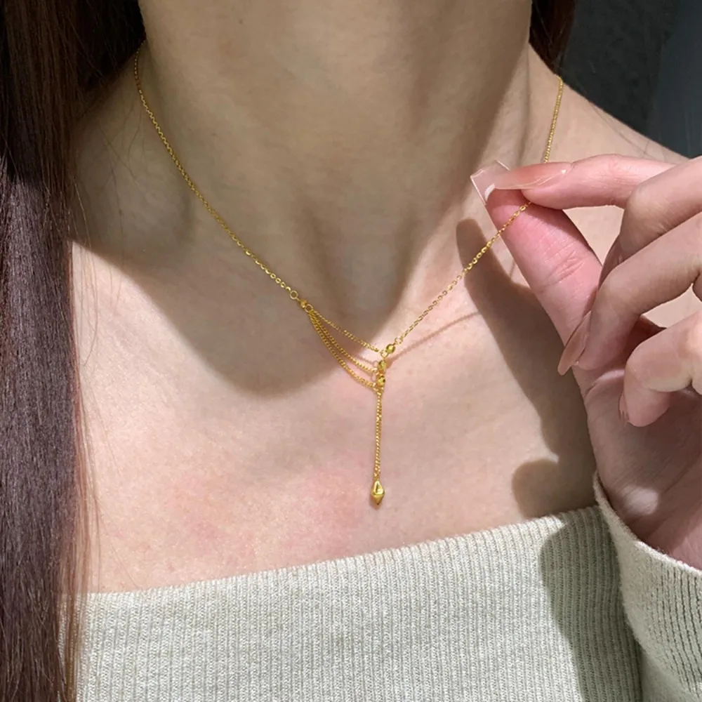 Chiangjin girl wind senior sense fashion collar bone chain ornaments 9999gold