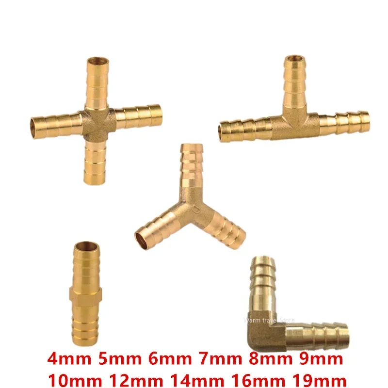 Brass Splicer Pipe Fitting  T X Y U Type Hose Barb 4mm 6mm 8mm 10mm 12mm Copper Barbed Connector Joint Coupler Adapter