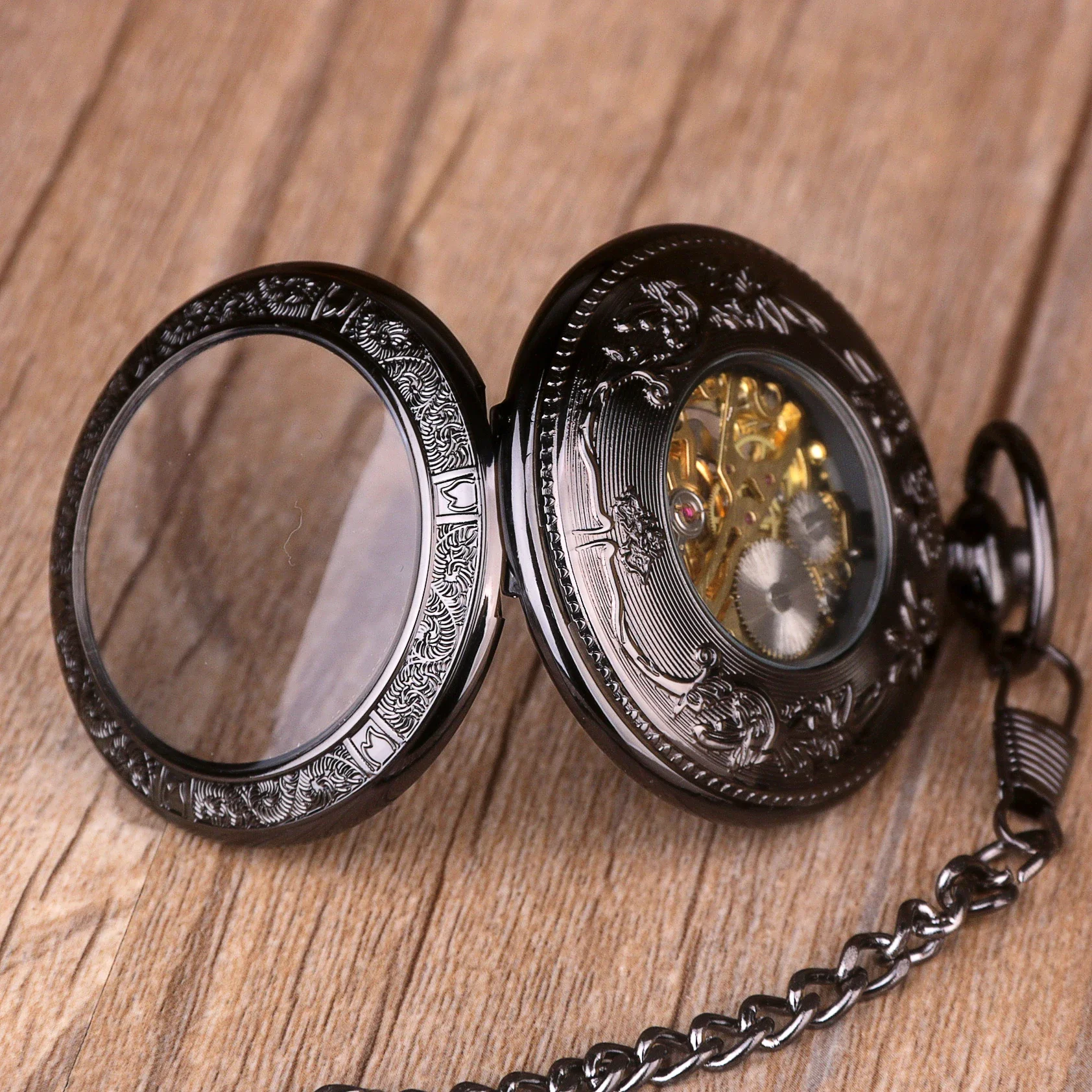 

Hot Selling Charm Vintage Pocket Watch Roman Case Dial Mechanical Pockets Fob Watches For Men Gifts Collection with Chain