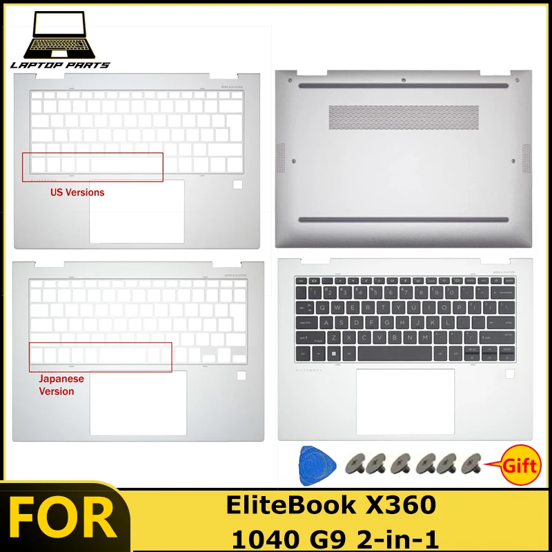 nouveau-pour-elitebook-x360-1040-g9-2-en-1-repose-poignets-boitier-superieur-clavier-retroeclaire-avec-lecteur-d'empreintes-digitales-repose-poignets-avec-clavier-et-boitier-inferieur