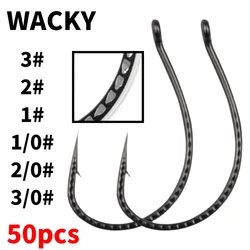50pcs Wacky Hooks High Carbon Steel Worm Lure Fishing Non-Slip Hook Soft Bait For All Waters Carp Tackle Accessories
