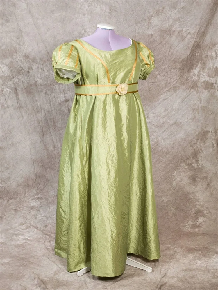 Jane Austen Regency High Waistline Costume Medieval Tea Party Walking Dress Noble Court Ball Gown Custom Made