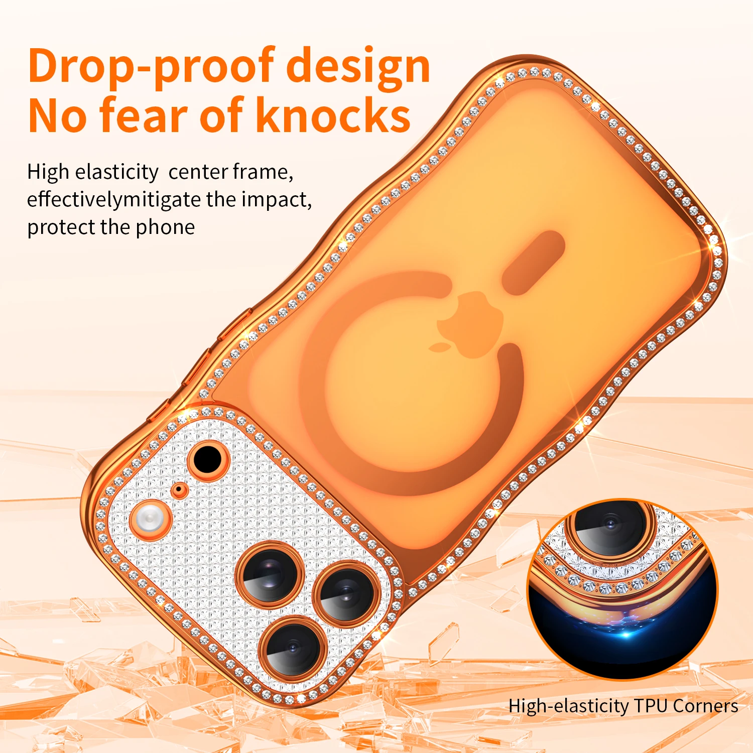 Wave Bling Diamond Clear Magnetic Case for IPhone Air 17 16 15 14 13 Pro Max Plus IPhone17 i17 Magsafe Mac Safe Women Girl Cover view 5