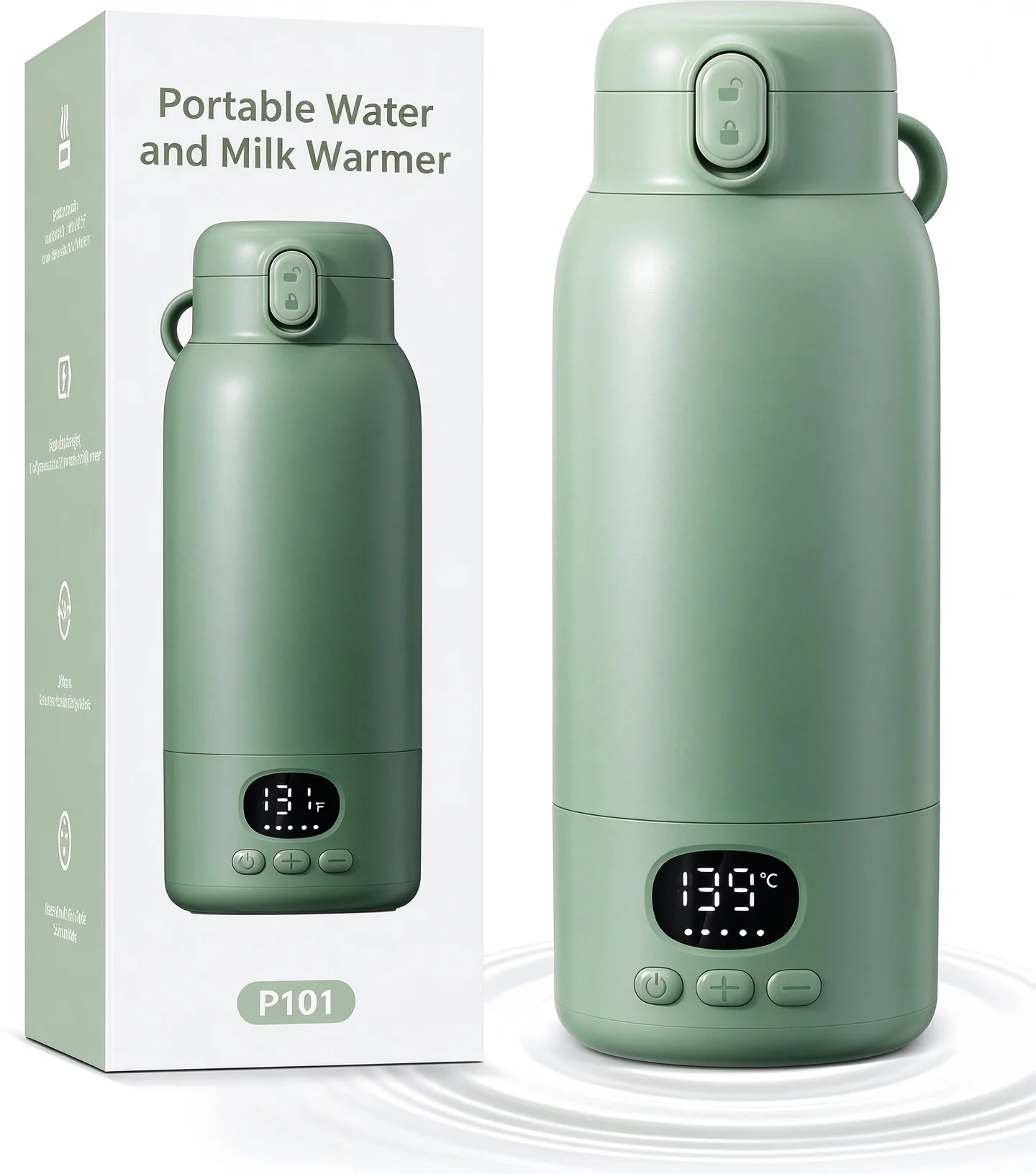 Portable Bottle Warmer, 17oz Large Capacity Milk Warmer for Baby, Fast Heating for Breast Milk & Formula & Water,
