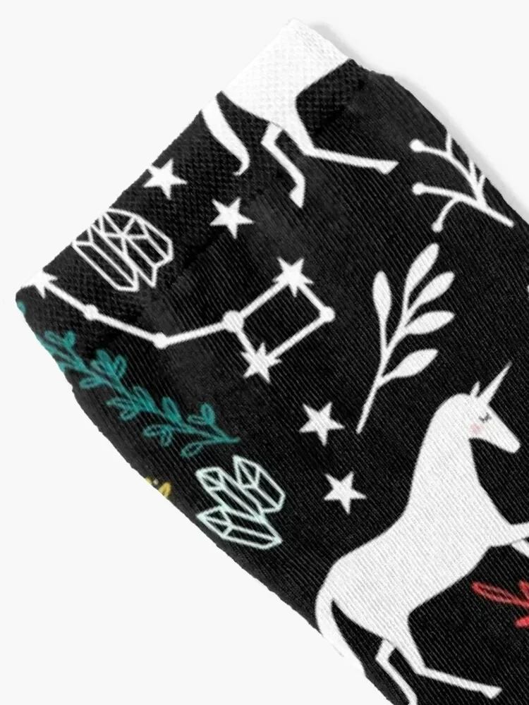 Magical Unicorn and Star Constellations Socks Thermal man winter Run hiphop Women's Socks Men's