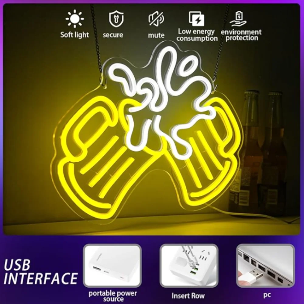 Bar Neon Sign, Beer Led Sign for Wall Decor Beer Time LED Light for Home Bar Pub Night Club Cave Party Art Decor Gift