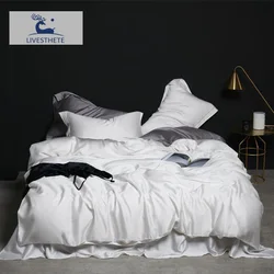 Liv-Esthete Pure White 100% Silk Bedding Set Healthy Silky Luxury Queen King Duvet Cover Flat Sheet Pillowcase Bed Linen Set