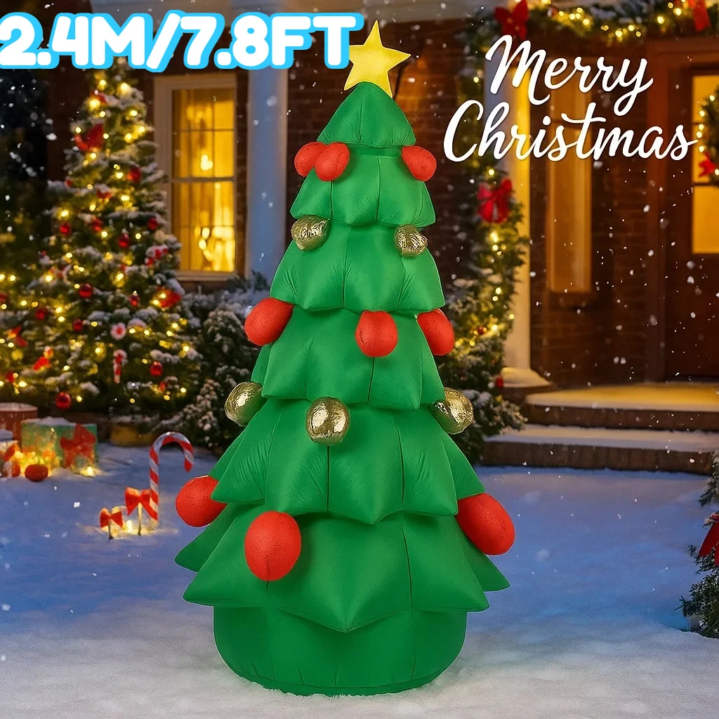 

2.4M/7.8FT Xmas Holiday Ornaments Xmas Tree Decor Inflatable Christmas LED-Lit Yard Decor for Christmas Supplies Ornaments Gifts