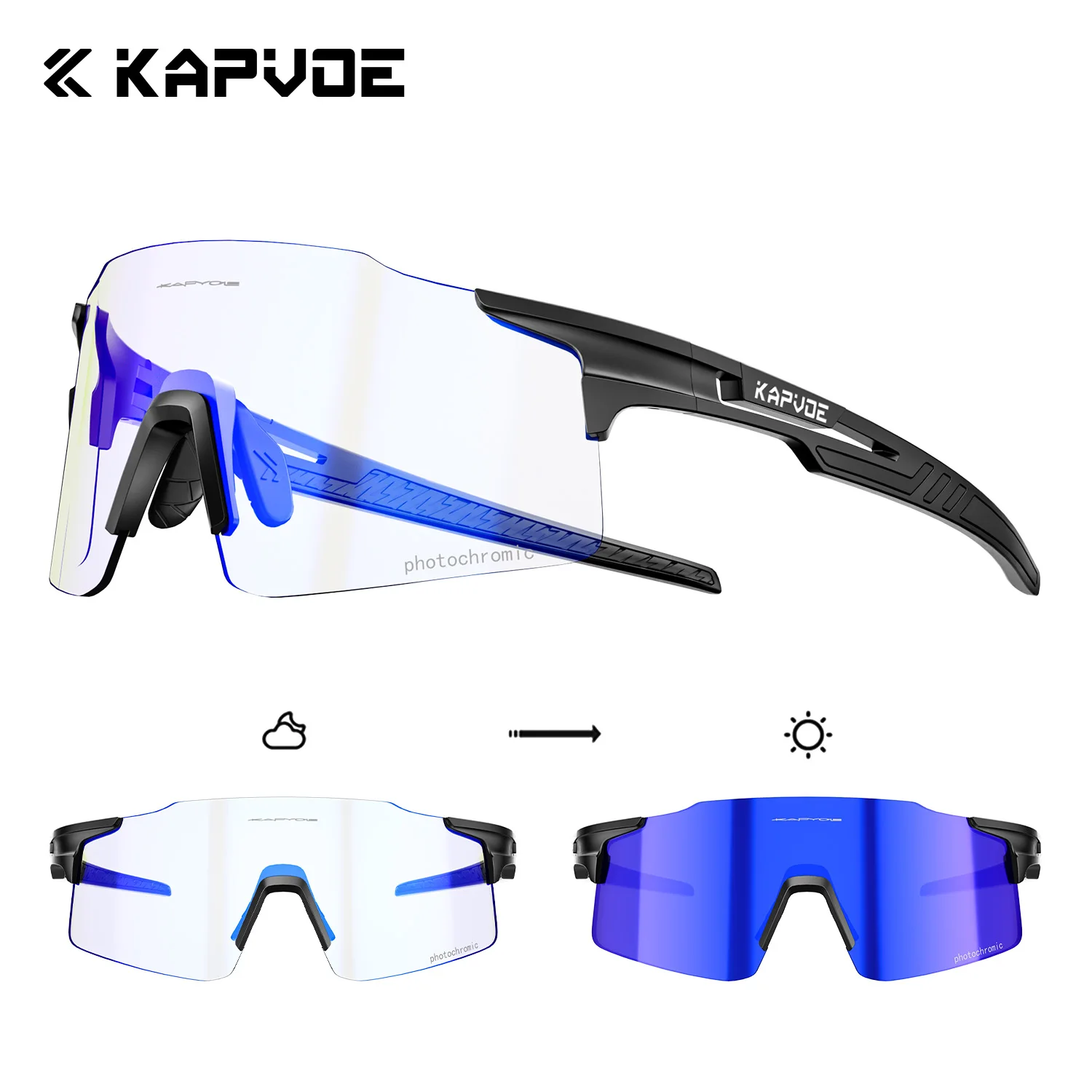 KAPVOE Neue Outdoor-Sport Radfahren Photochrome Gläser Wandern Gläser Fahrrad Brille Frauen Männer Rennrad Fahren Sonnenbrille