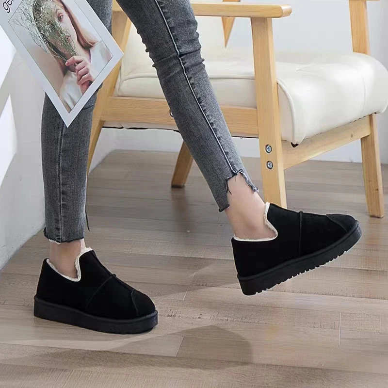 2024 Snow Boots Women\'s Short Tube Thickened Cotton Shoes Non-slip Winter New Shoes Student Women\'s Shoes  Black Boots