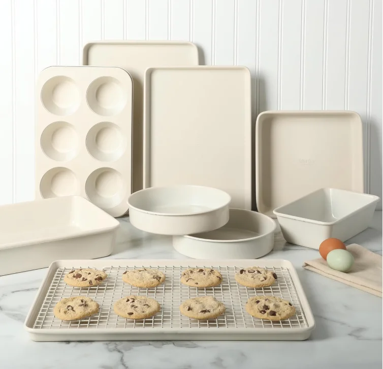 Carbon Steel Nonstick Bakeware Kit, 10-Piece Carbon Steel Baking Set With Cookie Sheets, Round Cake Pan,Muffin Tin