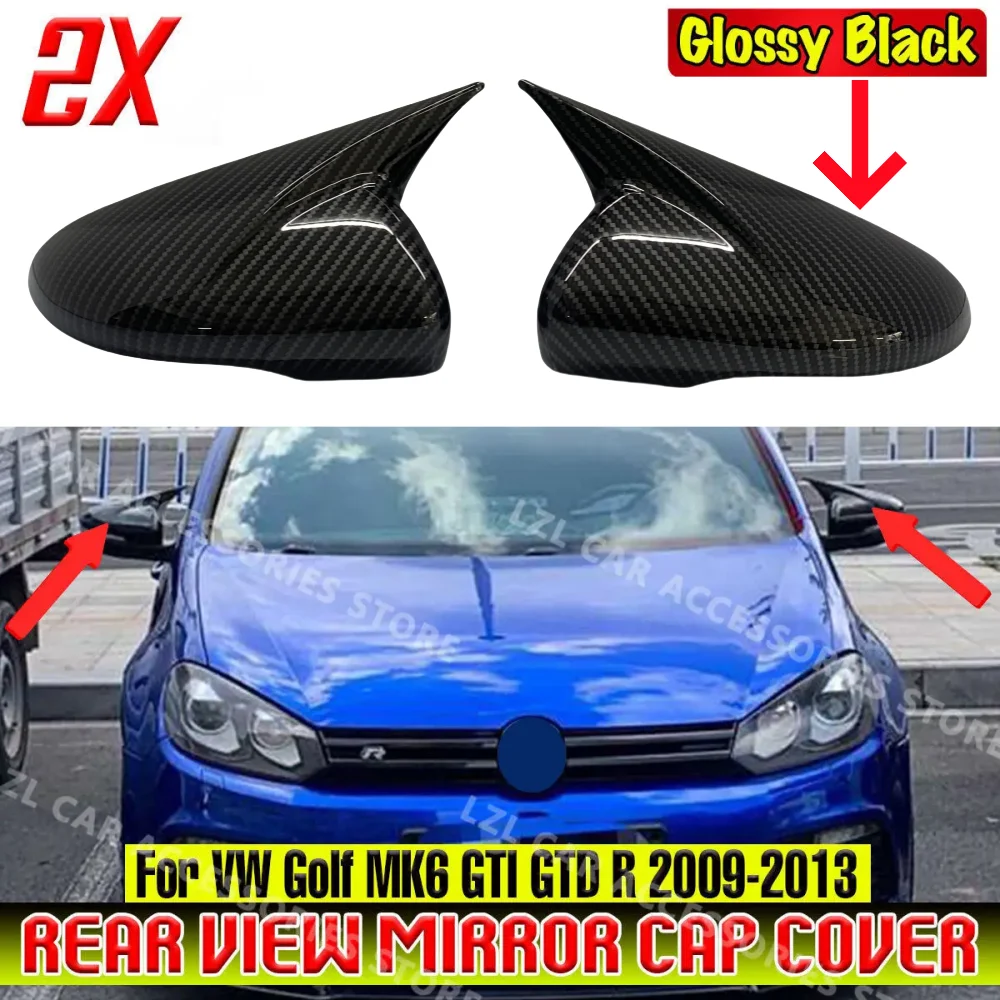 2x Osłona lusterka bocznego w stylu karbonu do VW do Volkswagen Golf 6 MK6 GTI GTD 2009-2013 Osłona lusterka bocznego wstecznego