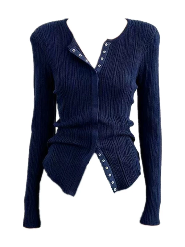 Slim Fit Low Neck Black Base Shirt Women's Autumn Winter Design Elegant Slit Knitted Top Korean Style Commute Fashion