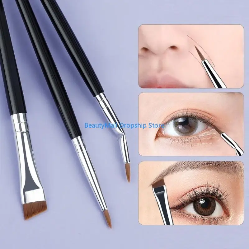 40JD مجموعة 3 قطع من فرش تحديد العيون بزاوية مع مقابض فرش ناعمة صديقة للبشرة للحصول على إطلالات عيون معقدة