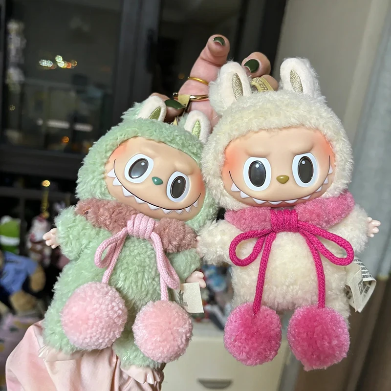 

17cm Labubu Doll Kawaii Clothing 15-20cm Cotton Doll Bow Collar
