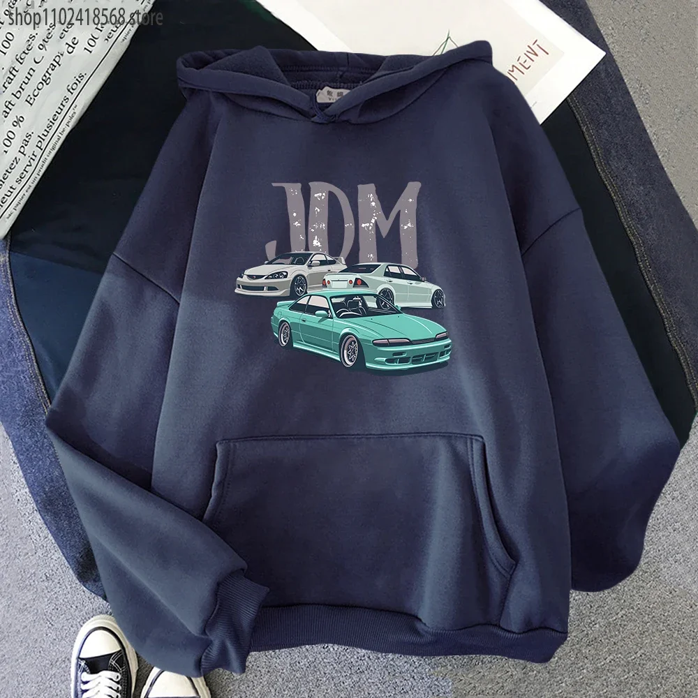 JDM Hoodies Men Initial D Cool Automotive Print Sweatshirts Anime Male Casual O-Neck Oversized Top Camisetas Y2k Sudadera Unisex