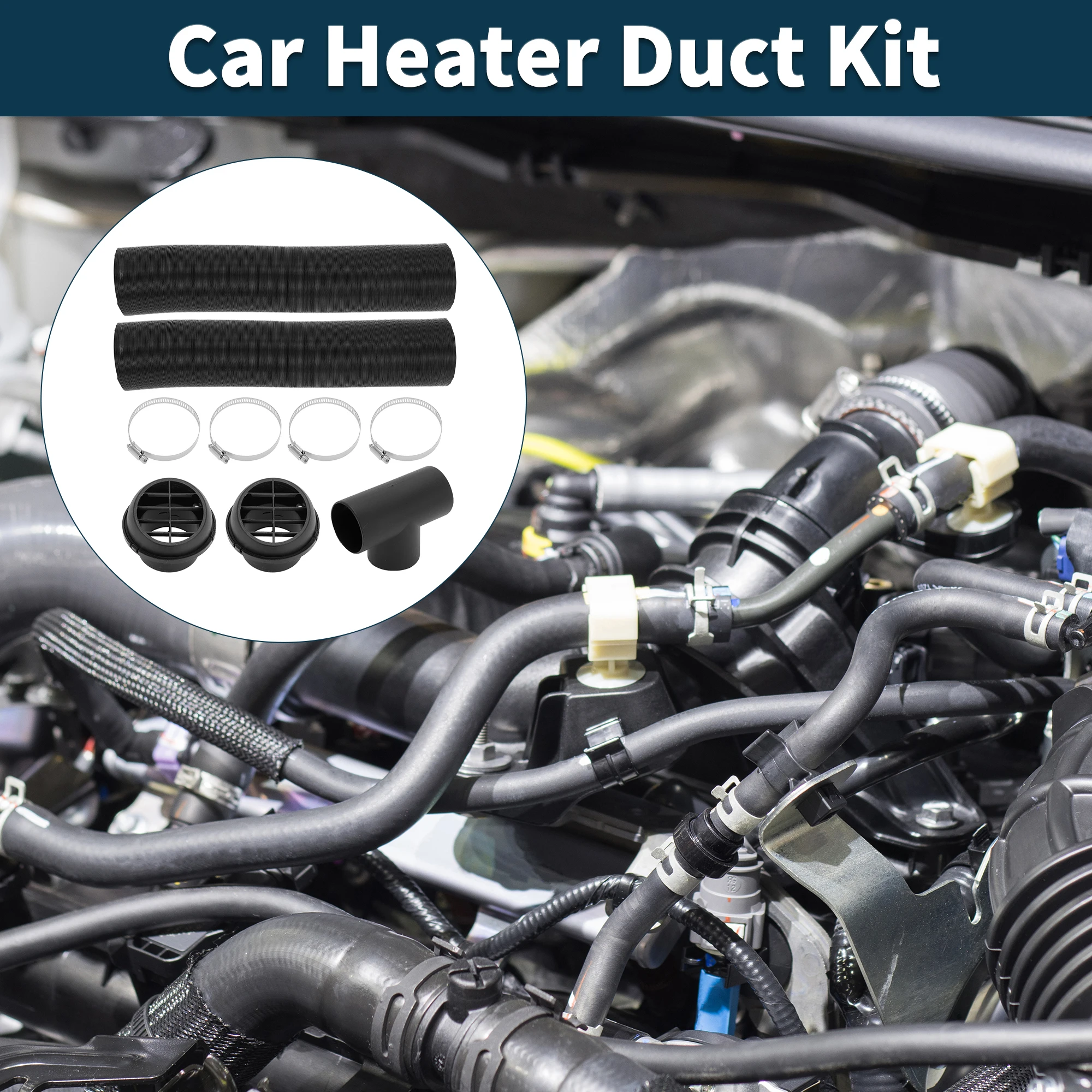 

UXCELL Комплект канала обогревателя автомобиля, внутренний диаметр 60 мм, диаметр 100 см, макс. L с зажимом для соединителя трубы обогревателя