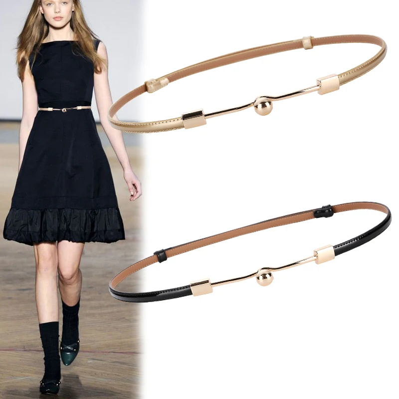 Korean luxurious women's waist chain belt fashion alloy one bead buckle matching dress adjust corset belt for women