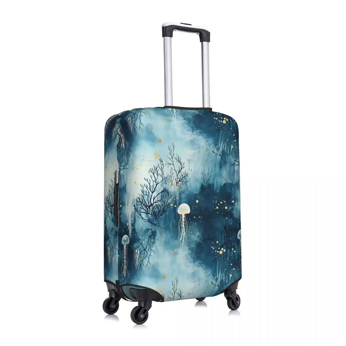 Underwater Nautical Jellyfish Pattern Suitcase Cover Washable Travel Luggage Covers for 18-32 inch