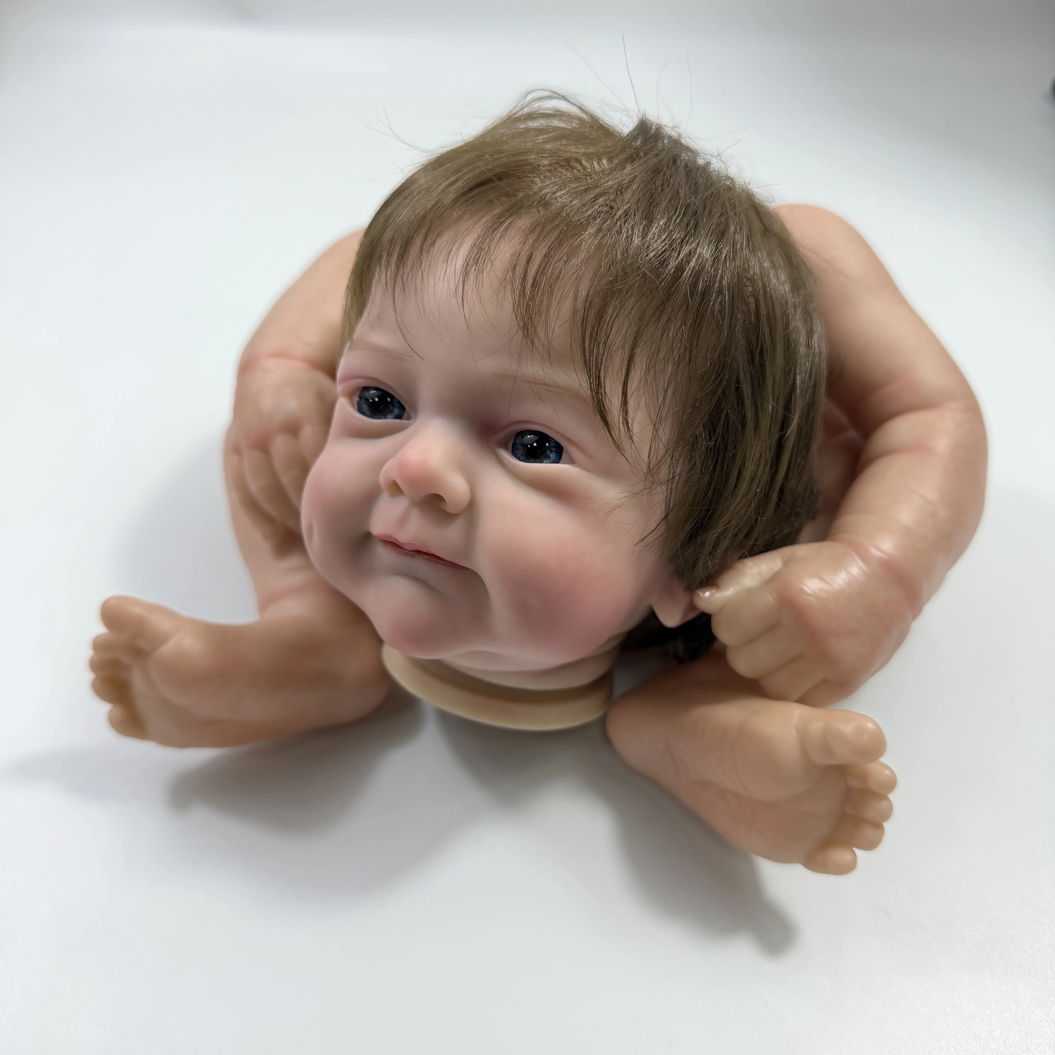 

MRB 19 inch Painted Reborn Doll Parts Sanya With Rooted Hair Vinyl Doll Kit 3D Painting with Visible Veins Cloth Body Included