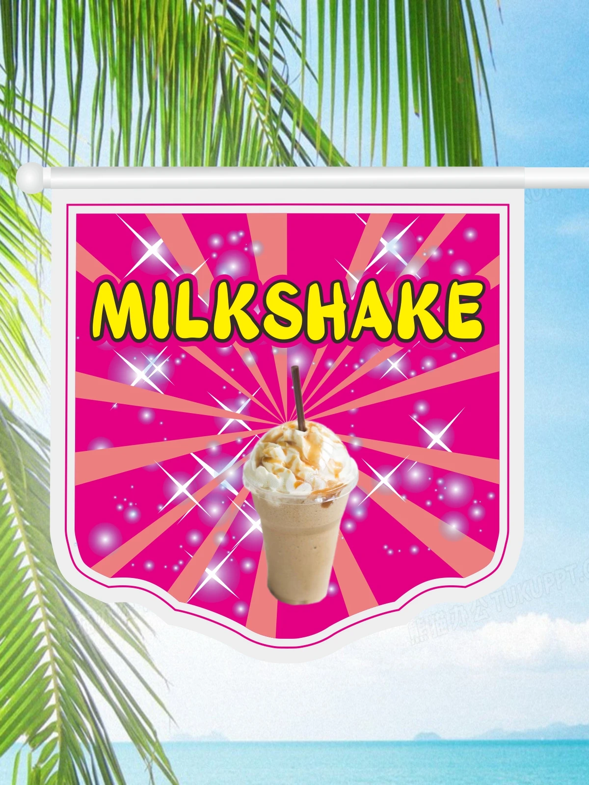 Store Sign Wall Flag 60x 60cm Two Face Printing 70cm Length Pole Wall Installation ITALIENNES GLaces Granita  Milkshake