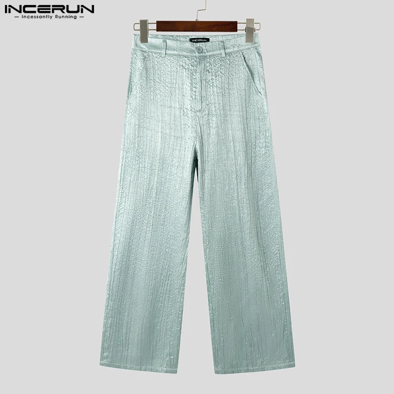 

INCERUN Fashion Men Casual Pants Solid Color Long Trousers Streetwear Wide Leg Pants Oversize Party Men's Clothing S-5XL