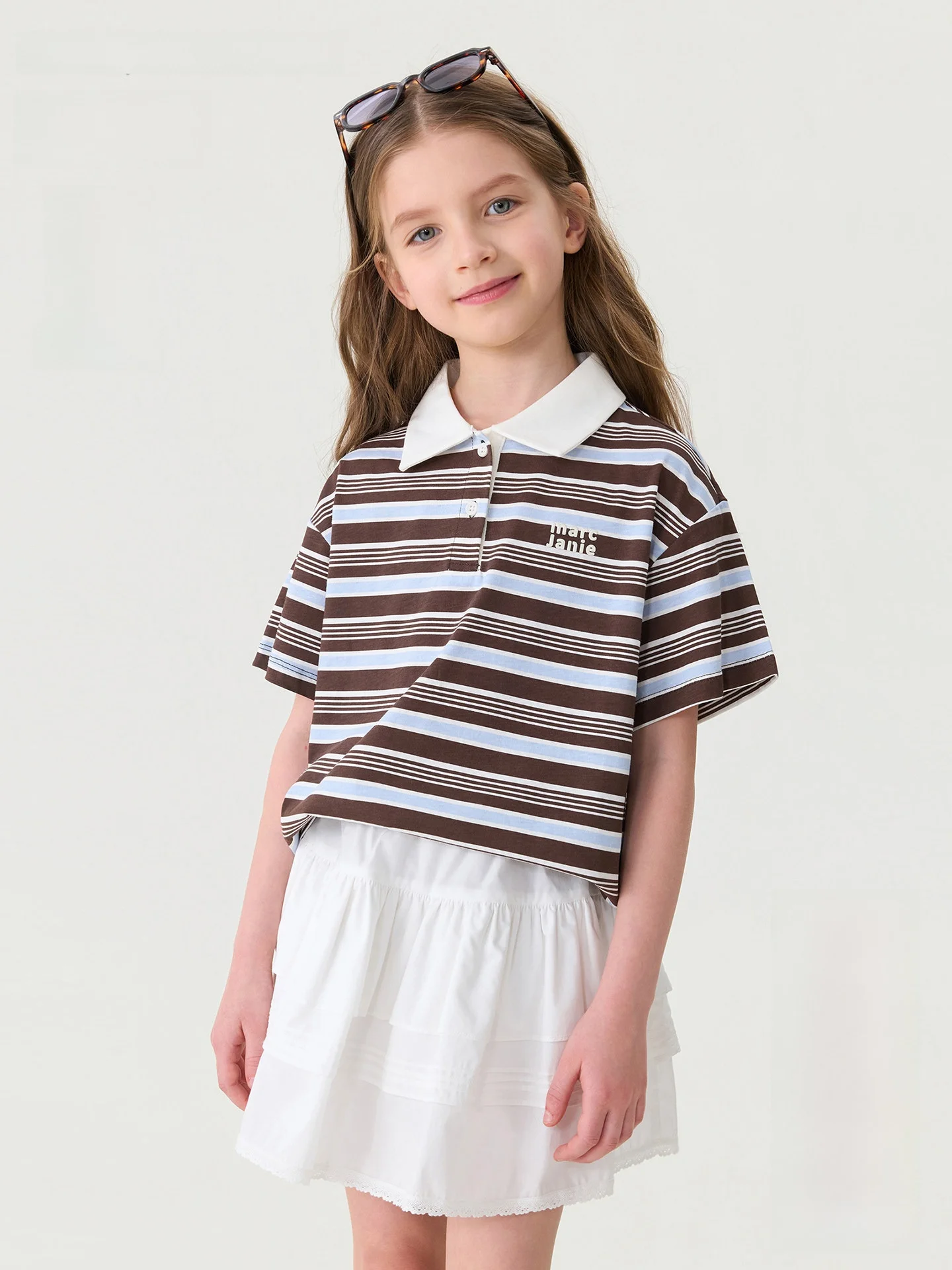 marc＆janie-american-retro-striped-short-sleeve-shirt-children's-t-shirt-summer-new-style-miu-series-girls'-clothing