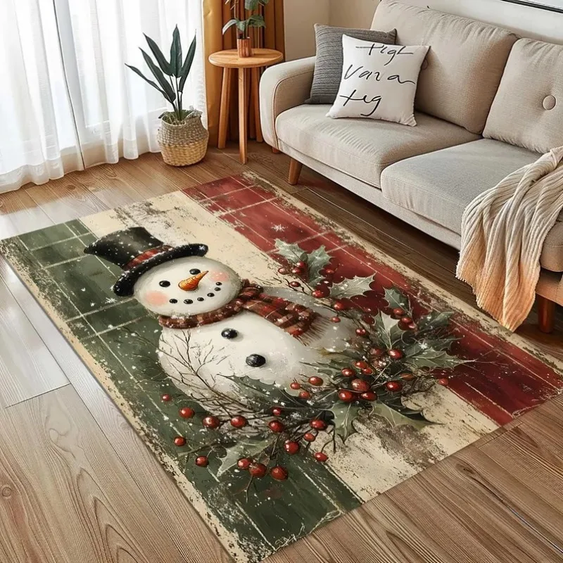 

Christmas Theme Snowman Snowflake Christmas Tree Greetings Suitable for Doormat Living Room Bedroom Holiday Decoration