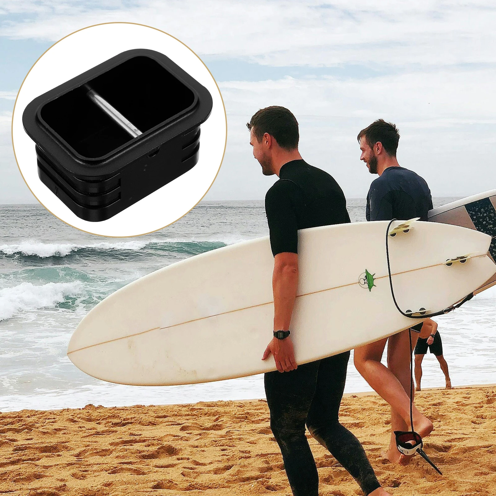 

Surfboard Leash Plug Black PVC Material Long Service Life Small Hole Rope Attachment Secure Fixing Supplies Surfboard Accessory