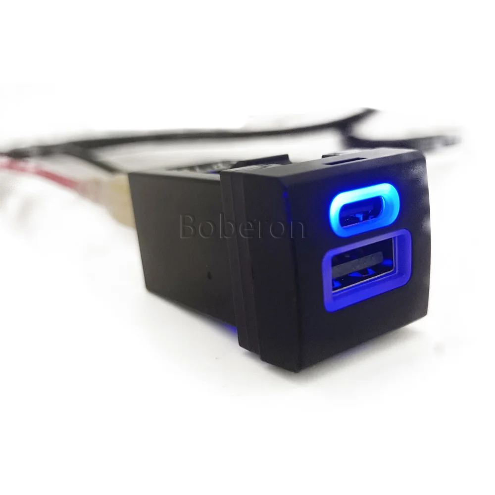 12V Dual USB QC3.0 Type-C PD Car Charger Socket Fast Charge Phone Charging Outlet Power Adapter Fit for Toyota Corolla Camry view 4