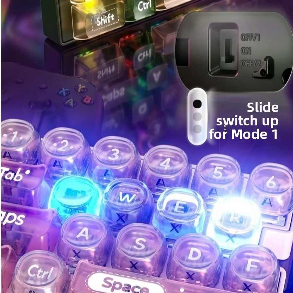Portable Glowing 19 Keyboard Keychain with LED Lights Stress Relief Fingertip Button Key Ring Creative Fidget Student Gift