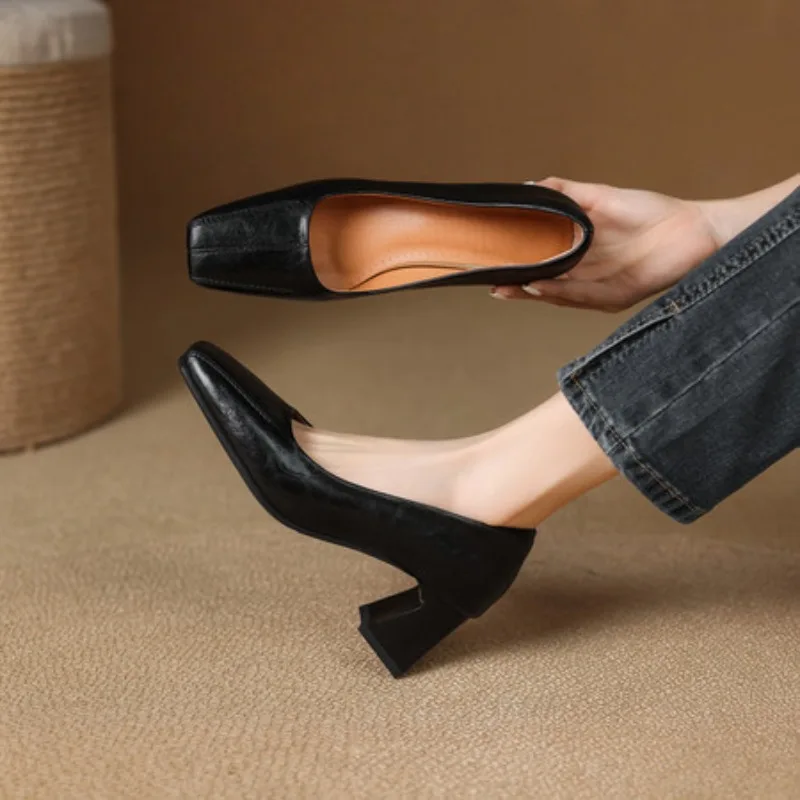 

Zapatos De Mujer New Spring Summer Elegant Fashion Women Shoes High Heels Square Toe Wedding Shoes Bride Plus Size 43