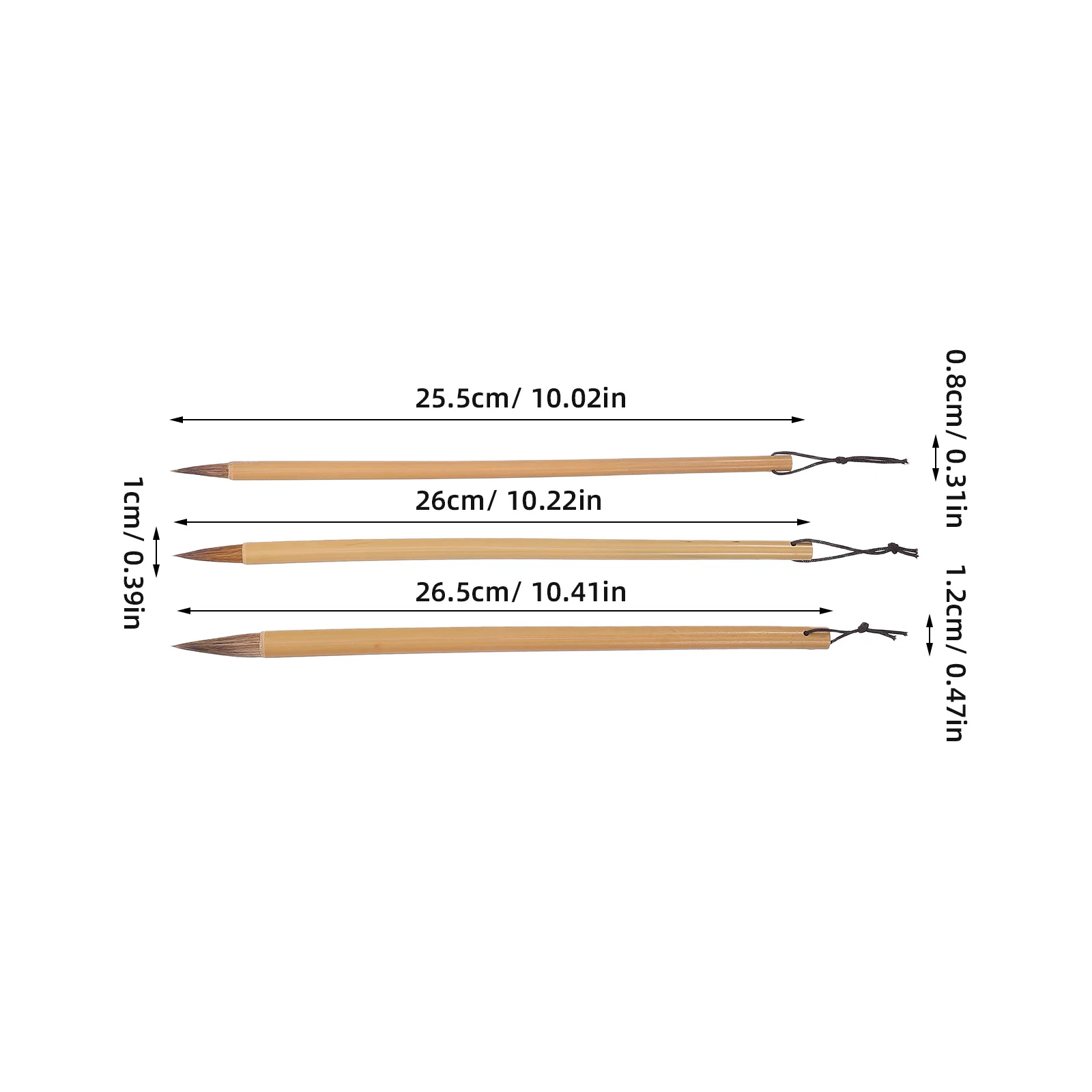 3Pcs Chinese Painting Brush Set Wolf Hair Tips Bamboo Handle for Calligraphy Drawing Watercolor Sketching Portable Design