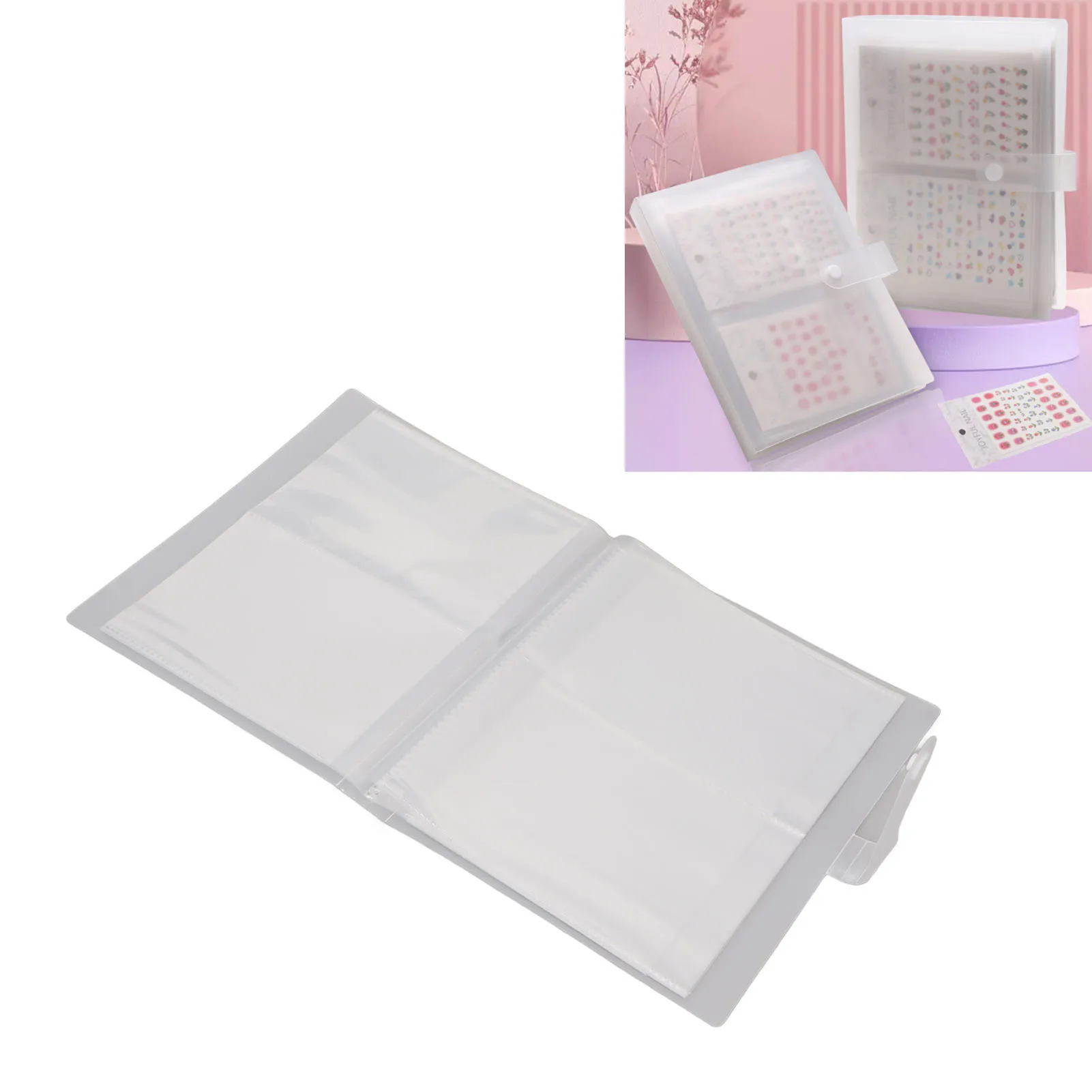 Nail Art Sticker Photo Album Nail Art Sticker Storage Book Large Capacity 80 Slots Portable Empty Frosted Hard Cover for Home