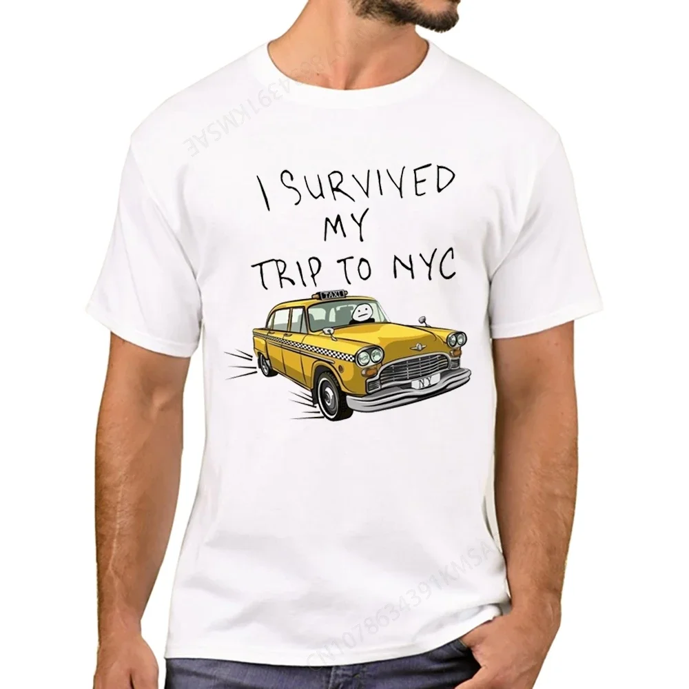 Men Fashion I Survived My Trip to NYC Printed T-Shirt Short Sleeve Tee Hipster Tom Holland Same Style Cool Design Tops