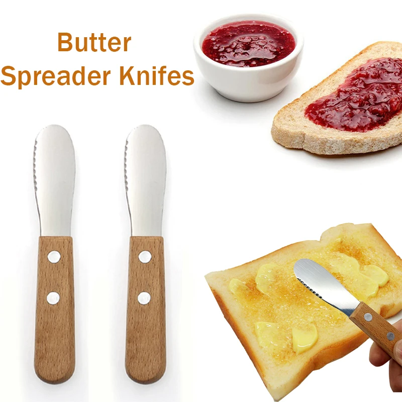 Stainless Steel Butter Knife with Wooden Handle Commonly Used in The Kitchen for Spreading Jam Toast Cheese Sandwiches Etc
