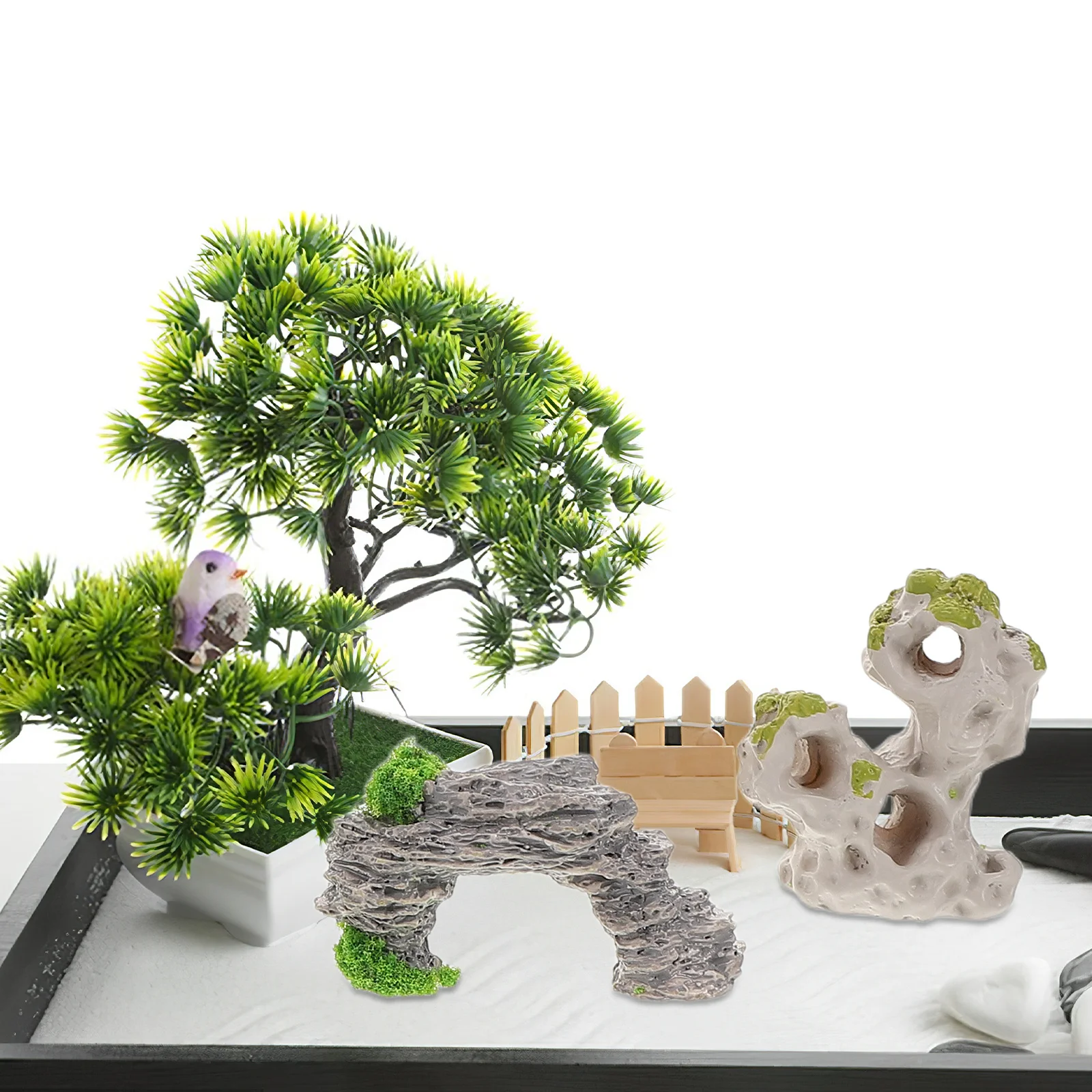 

14pcs Micro Landscape Decor: Miniature Garden Figurines Resin Bonsai Accessories For Home Office Yard Indoor Outdoor Decoration