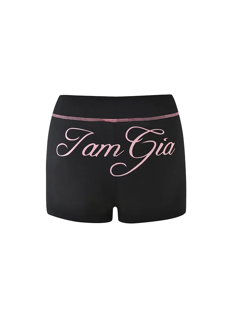 Summer Gothic Cooler Casual Letter Printed Peplum Bottoms Punk Retro Street Fashion Ladies Sexy Shorts Y2k Clothing