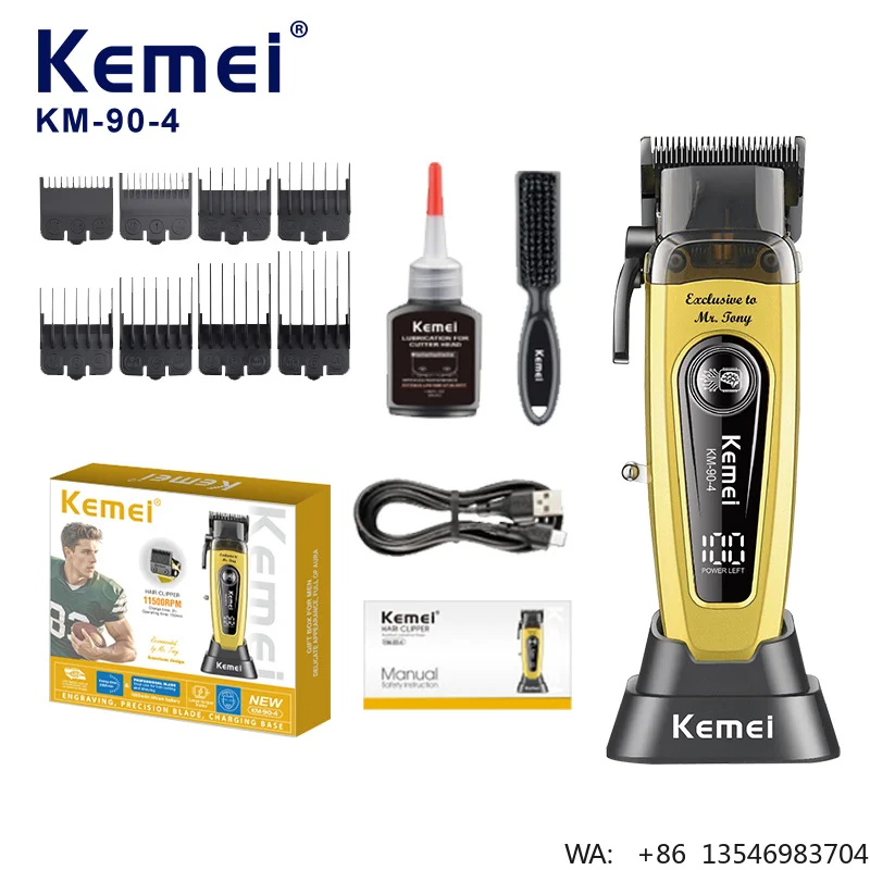 kemei-km-90-4-dlc-blade-fastest-motor-hair-dressor-cutting-tool-brand-dual-charge-with-dock-professional-hair-trimmer-clippers