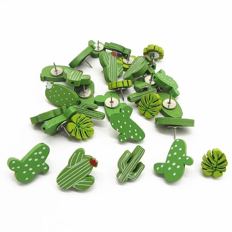 090F 30PC CACTUS CACTUS PODUM PULHO AÇO Decoração pinos para fotos penduradas mapa parede