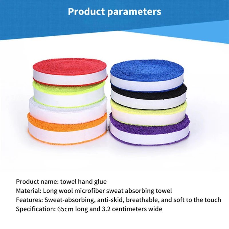 1 Pack 65cm Towel Glue Grip Badminton Tennis Racket Overgrips Non-Slip Sweat Band Grip TapePa