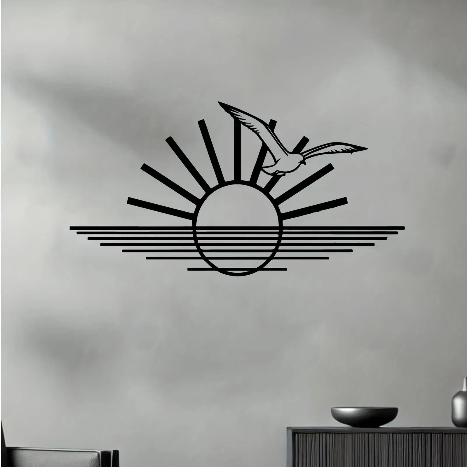 CIFBUY Iron Wall Art Sunrise Bird Metal Waterproof Sculpture For Home Garden Hanging Decor Holiday Gift