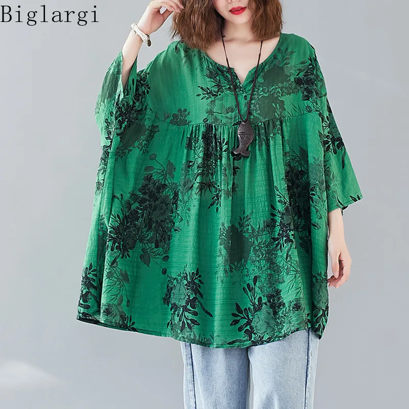 Oversized Vintage Linen T-shirt Summer Women T Shirt Big Size T-Shirt Korea Ladies Woman Floral Tshirt Loose Casual Tshirts 2023