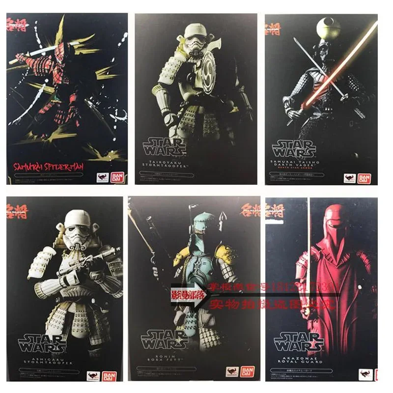 

BANDAI Star Wars Figures Stormtrooper Darth Vader Boba Fett Action Figure Toy Collectibles Samurai Spider-Mans Model Ornament